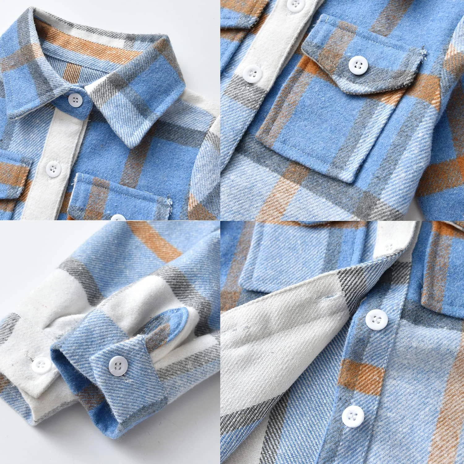 پیراهن پشمی چهارخانه آستین بلند دکمه دار مناسب کودکان پسر و دختر