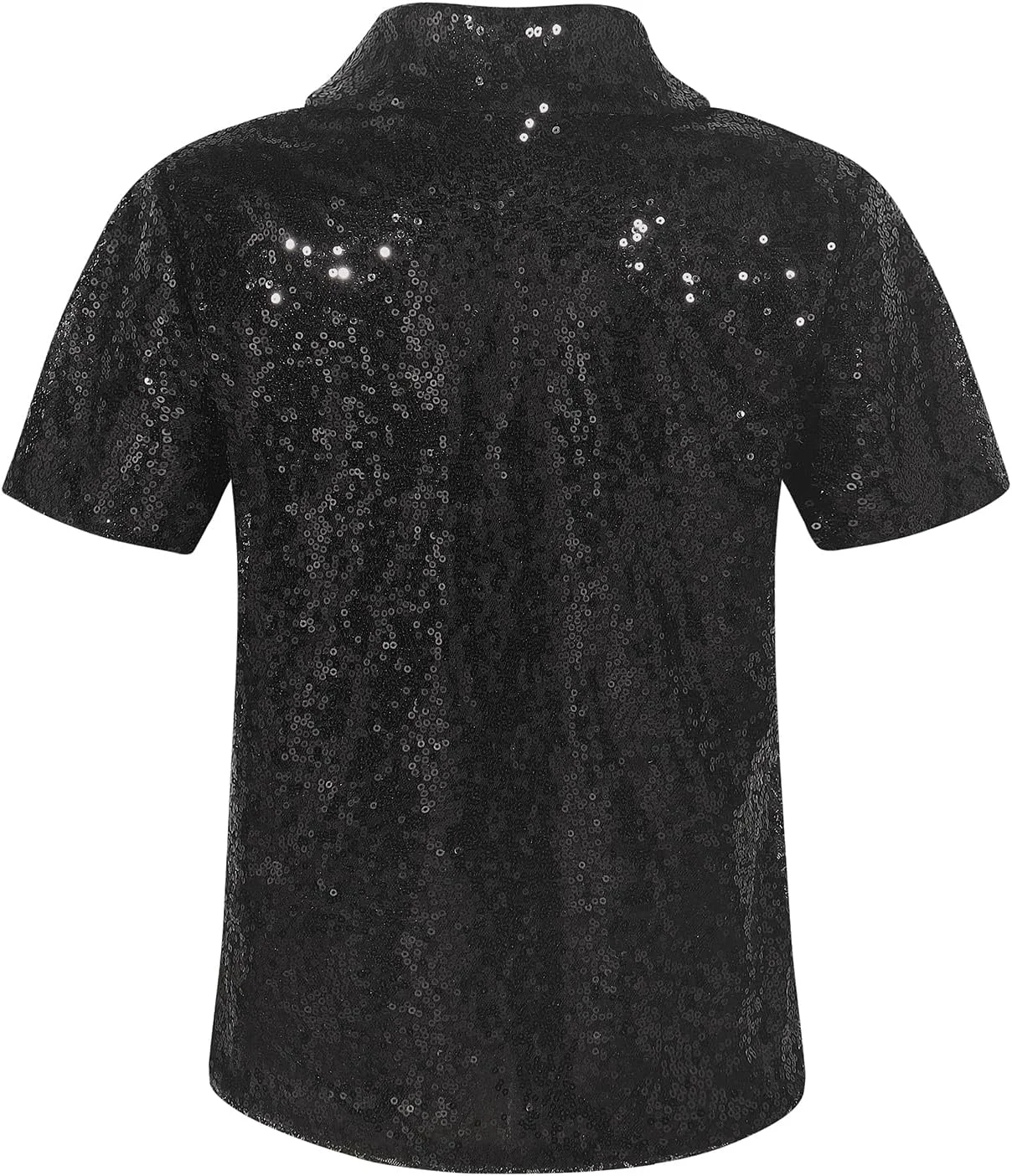 پولوشرت آستین کوتاه پسرانه Spring&Gege با پولک های درخشان، تی شرت براق یقه هفت (4-12 سال)