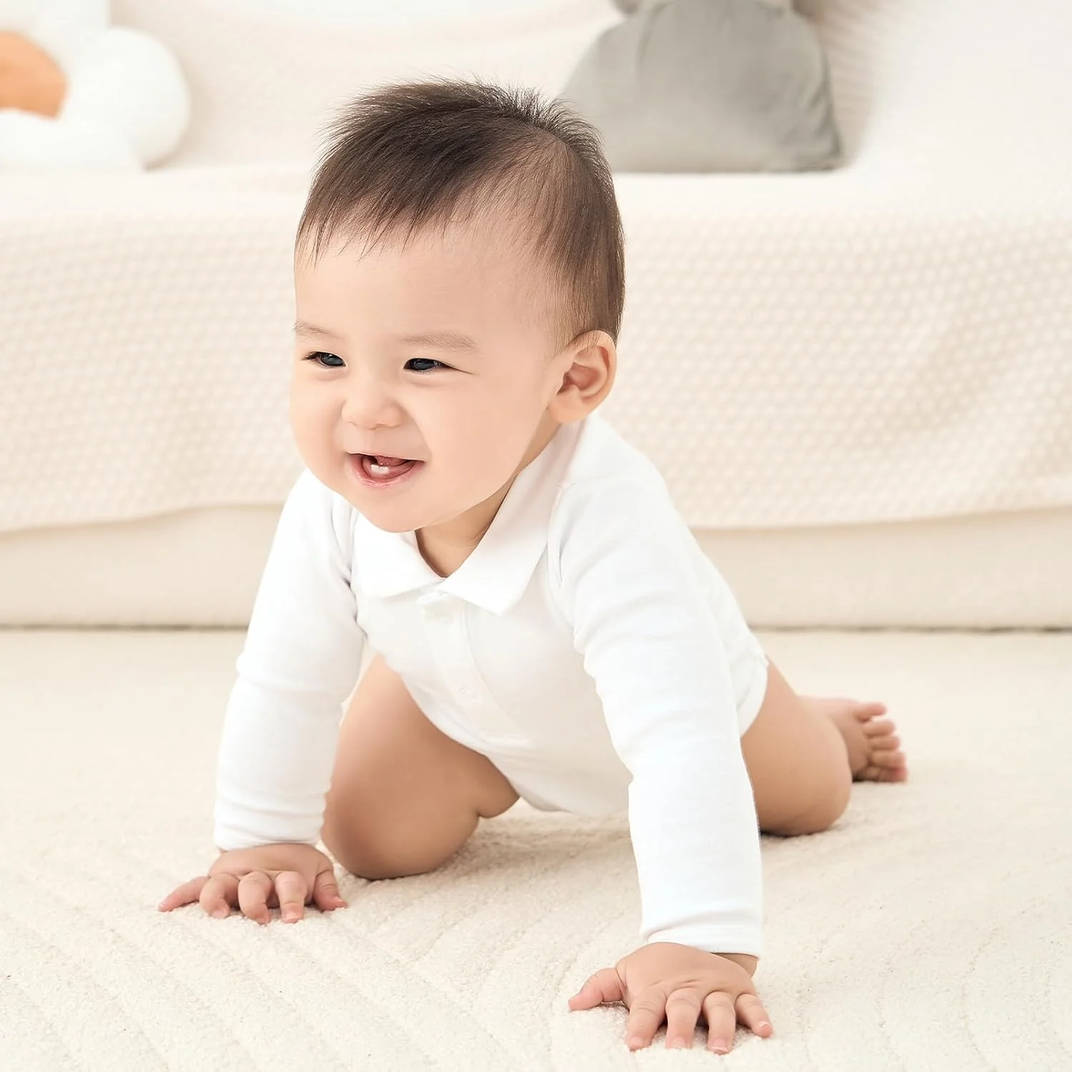 ست سه تکه سرهمی نوزاد پسرانه Pureborn طرح صلیب نقره‌ای-سفید (بسته 3 عددی)