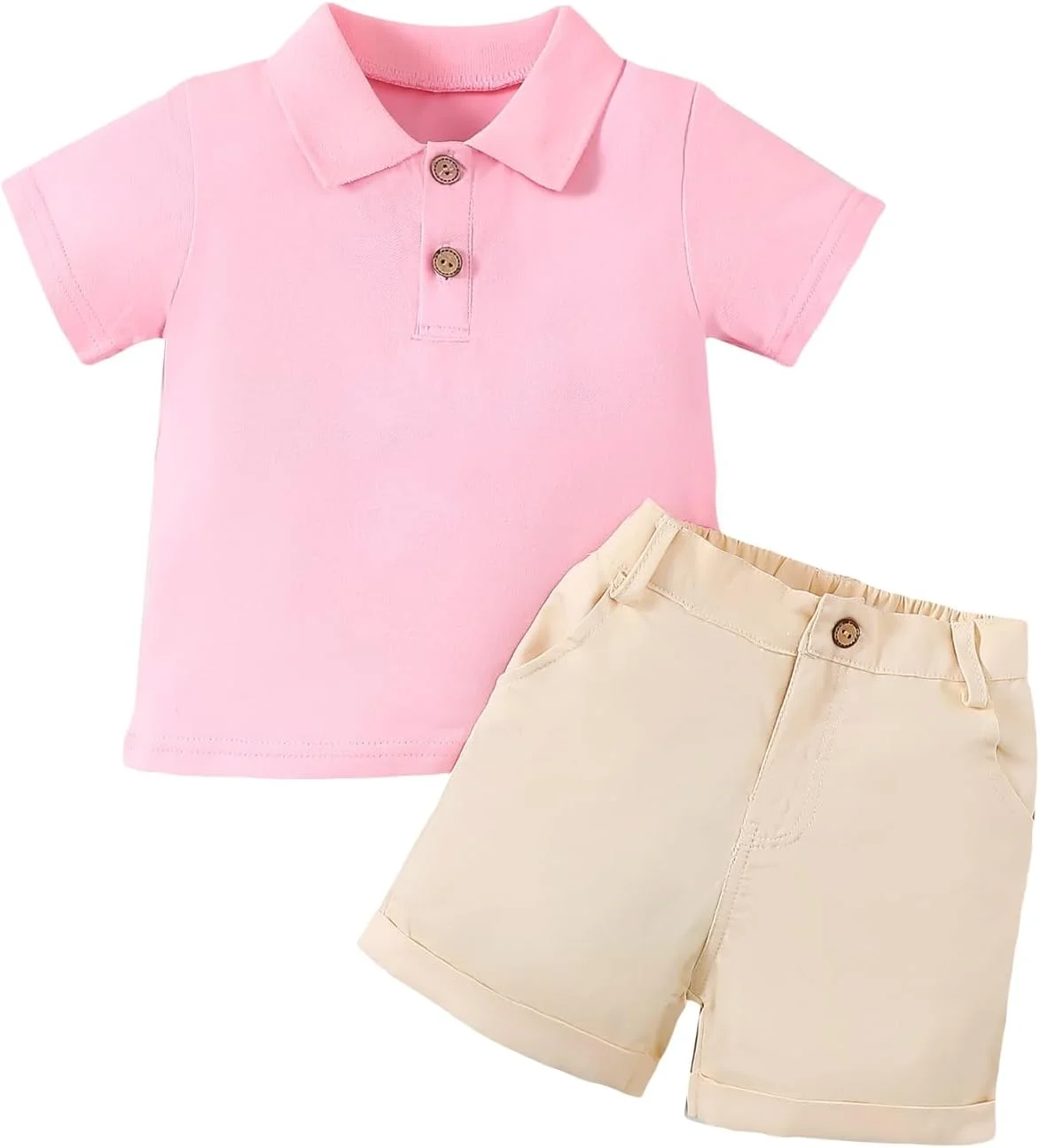 ست لباس تابستانی پسرانه یانموکی، تیشرت آستین کوتاه یقه پولو و شلوارک کمر کشی، مناسب 1 تا 6 سال