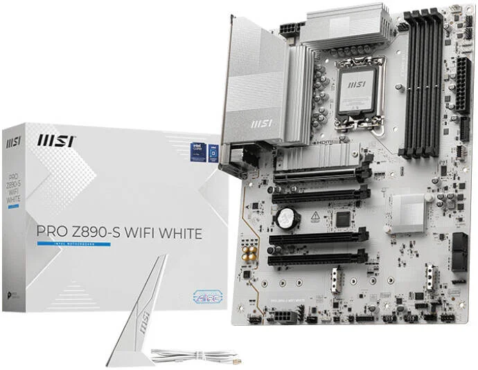 مادربرد MSI Pro Z890-S WiFi LGA 1851 ATX، چیپست Intel Z890، دارای 4 اسلات DDR5 UDIMM، حداکثر حافظه 256 گیگابایت، 4 اسلات PCIe، 3 اسلات M.2، اتصال WiFi و BT، سفید | 911-7E54-003