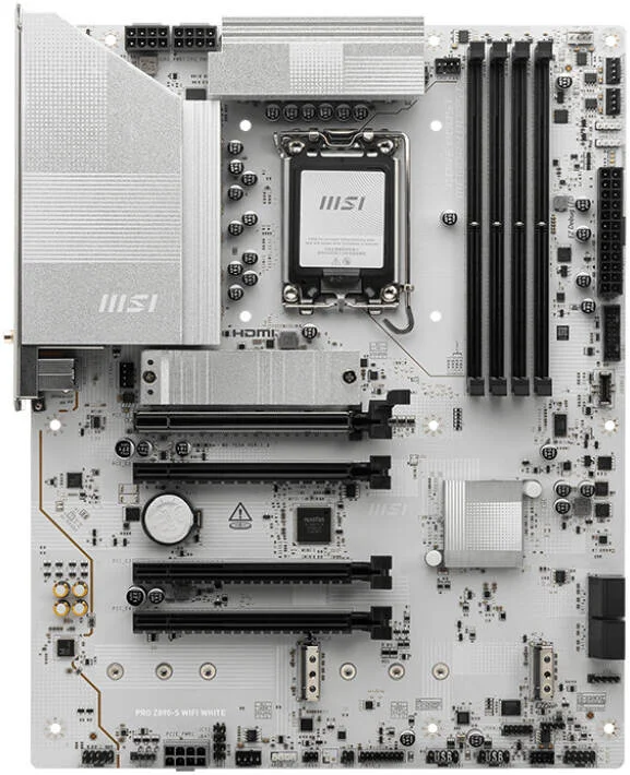 مادربرد MSI Pro Z890-S WiFi LGA 1851 ATX، چیپست Intel Z890، دارای 4 اسلات DDR5 UDIMM، حداکثر حافظه 256 گیگابایت، 4 اسلات PCIe، 3 اسلات M.2، اتصال WiFi و BT، سفید | 911-7E54-003