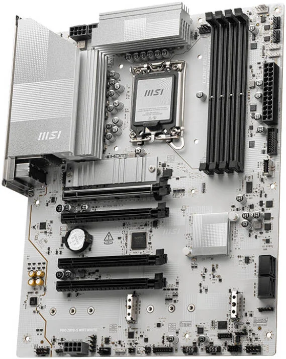 مادربرد MSI Pro Z890-S WiFi LGA 1851 ATX، چیپست Intel Z890، دارای 4 اسلات DDR5 UDIMM، حداکثر حافظه 256 گیگابایت، 4 اسلات PCIe، 3 اسلات M.2، اتصال WiFi و BT، سفید | 911-7E54-003