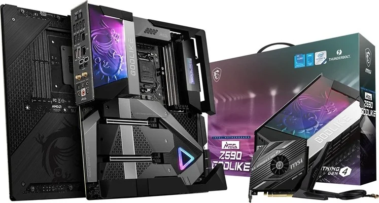 مادربرد MSI MEG Z590 Godlike - چیپست Intel Z590، LGA 1200، حداکثر حافظه 128 گیگابایت DDR4، PCIe 4.0، 2x USB Type-C، SLi/CrossFire، 10/2.5GbE، ax/BT5.2، TB4، E-ATX | 911-7D03-002