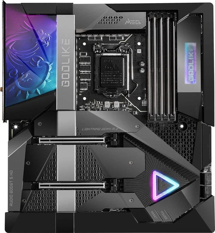 مادربرد MSI MEG Z590 Godlike - چیپست Intel Z590، LGA 1200، حداکثر حافظه 128 گیگابایت DDR4، PCIe 4.0، 2x USB Type-C، SLi/CrossFire، 10/2.5GbE، ax/BT5.2، TB4، E-ATX | 911-7D03-002