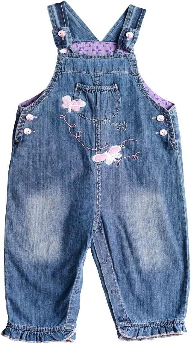 بیلرسوت جین نرم گلدوزی شده دخترانه قابل تنظیم (3-24 ماه)