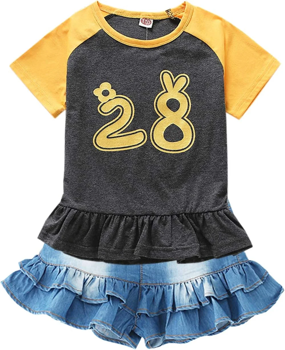 CHUMHEY ست تی‌شرت و سرهمی شلوارکی جین دو تکه دخترانه