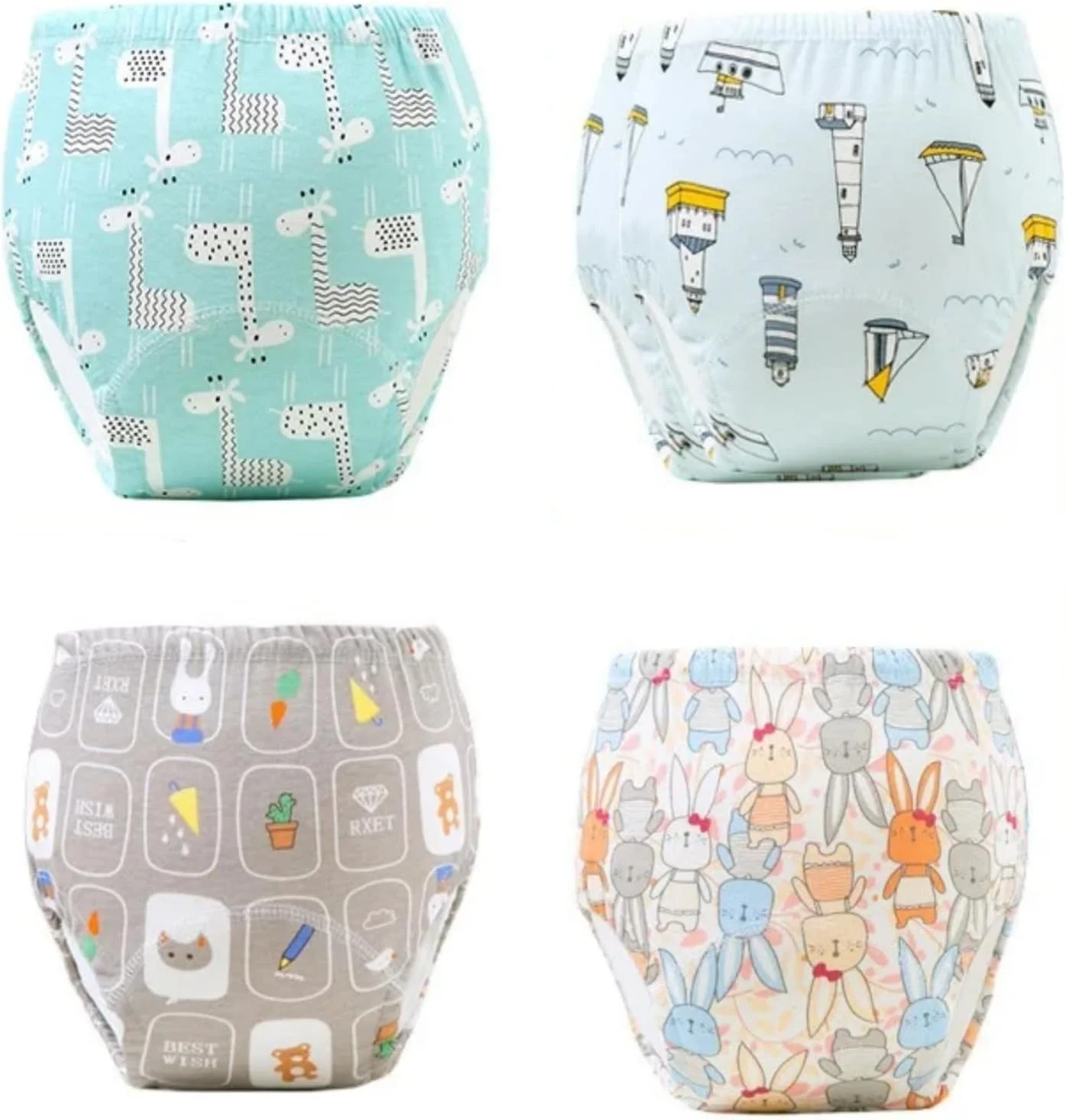 لباس زیر آموزشی توالت موتیوم 4 عددی، شلوار تمرینی جاذب پنبه ای تنفسی 6 لایه برای کودکان نوپا پسران دختران ضد آب (متوسط)