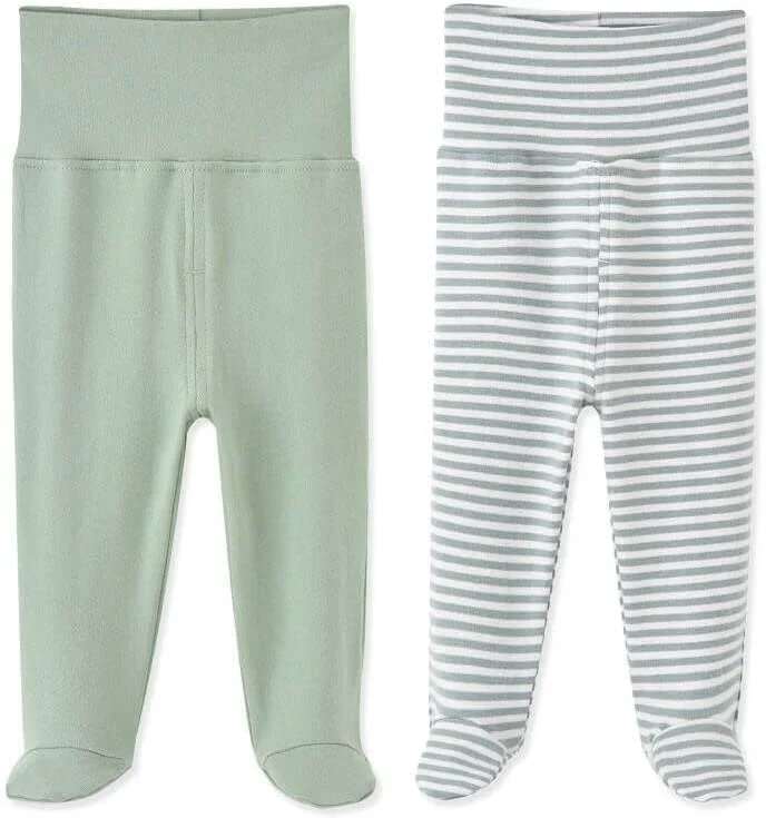 شلوار نوزادی پا دار HahaNice، بسته 2 عددی، سبز، 0-3 ماه