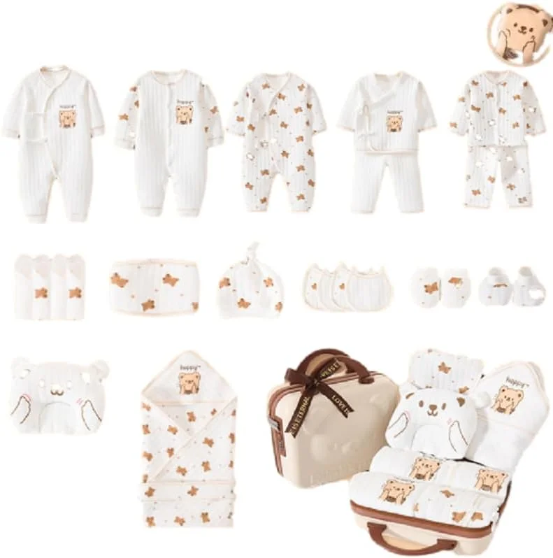 ست هدیه نوزادی HALAYAYA، ست لباس نوزادی، هدیه برای نوزاد دختر و پسر، ست لباس و لوازم جانبی نوزاد پنبه ای ممتاز، مناسب برای نوزاد از بدو تولد تا 6 ماهگی