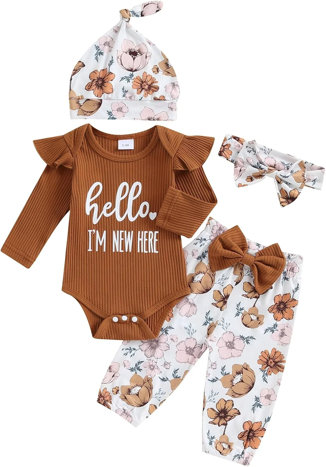 لباس نوزادی دخترانه، ست بلوز چین‌دار و شلوار طرح گل، لباس‌های زیبای تابستانی