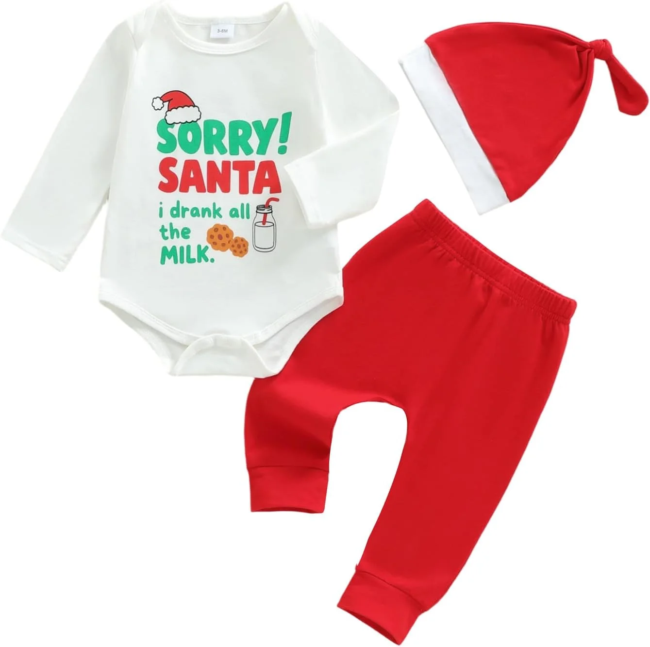 ست لباس کریسمس نوزادی پسرانه BemeyourBBs شامل رامپر، شلوار و کلاه - لباس زمستانی 3 تکه