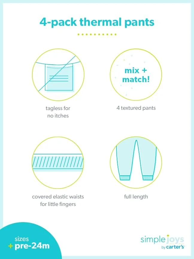 شلوار بافت دار دخترانه بچه گانه کارترز، بسته 4 عددی