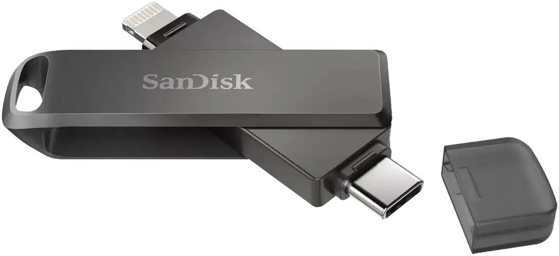 فلش مموری 128 گیگابایتی SanDisk iXpand Flash Drive Luxe، اتصال Lightning، رابط USB 3.1 Gen 1، سرعت خواندن تا 150 مگابایت بر ثانیه، اتصال USB Type-C، طراحی چرخشی، درپوش قابل جابجایی، مشکی | SDIX70N-128G-GN6NE فلش مموری 128 گیگابایتی SanDisk iXpand Flash Drive Luxe، اتصال Lightning، رابط USB 3.1 Gen 1، سرعت خواندن تا 150 مگابایت بر ثانیه، اتصال USB Type-C، طراحی چرخشی، درپوش قابل جابجایی، مشکی | SDIX70N-128G-GN6NE