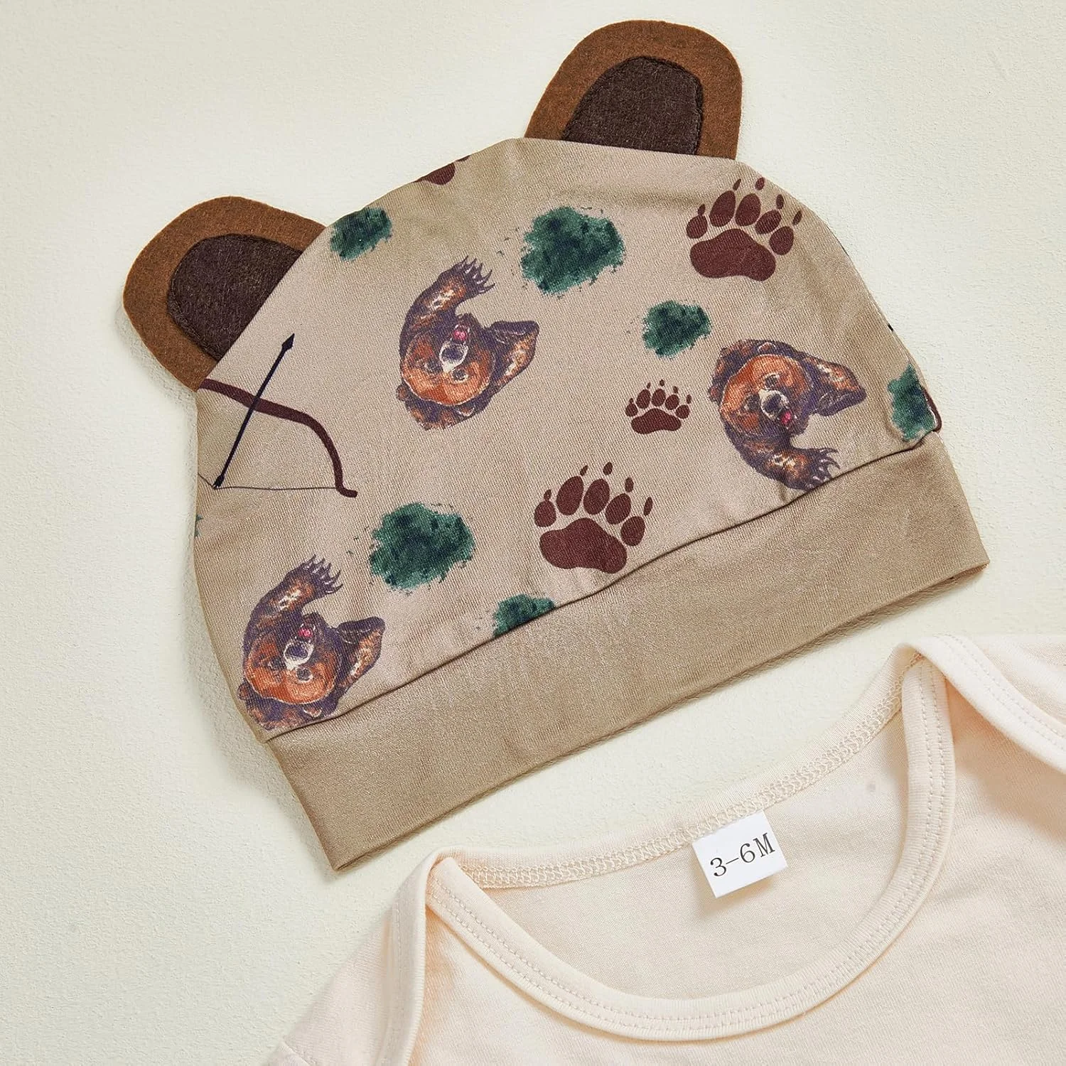 لباس نوزادی پسرانه GOOCHEER، رامپر آستین بلند، تاپ، شلوار و کلاه طرح شکار، مناسب پاییز و زمستان