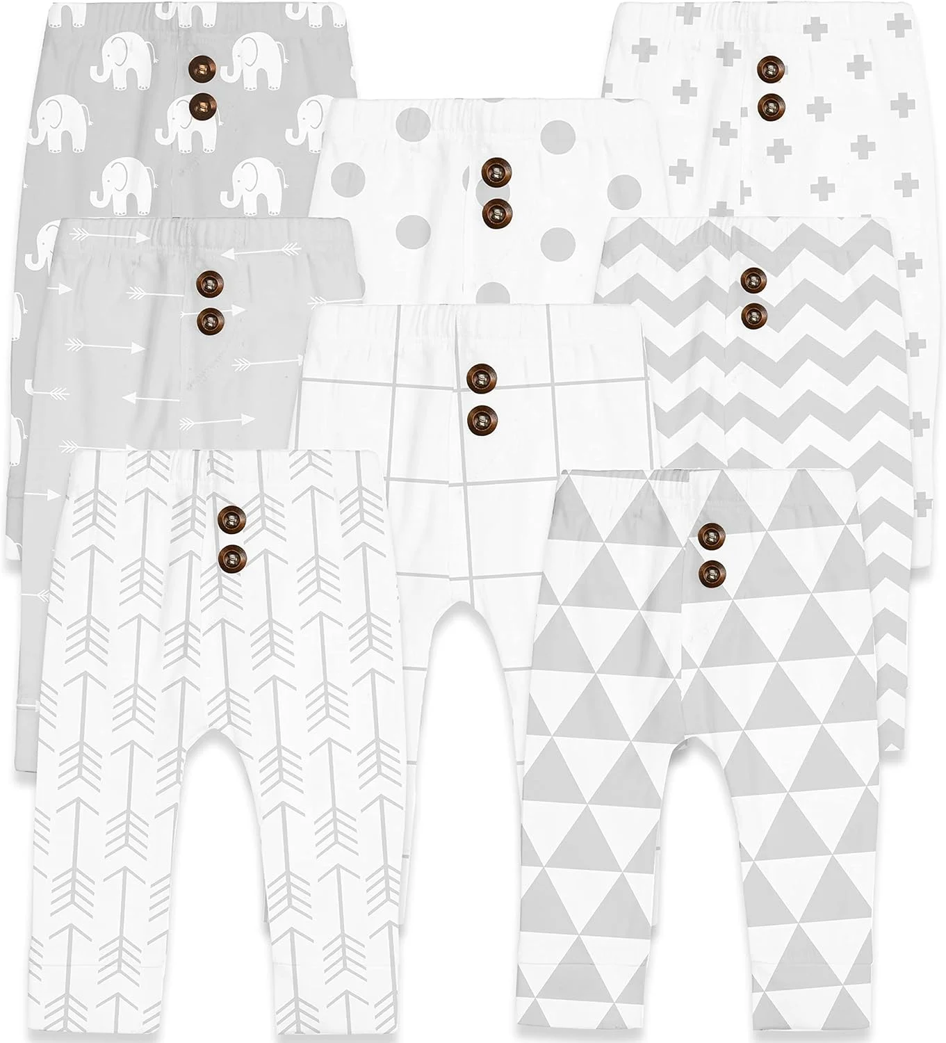 ست شلوار نخی بچه گانه برای پسران و دختران نوپا، 8 عددی، مناسب نوزاد تا 24 ماهگی