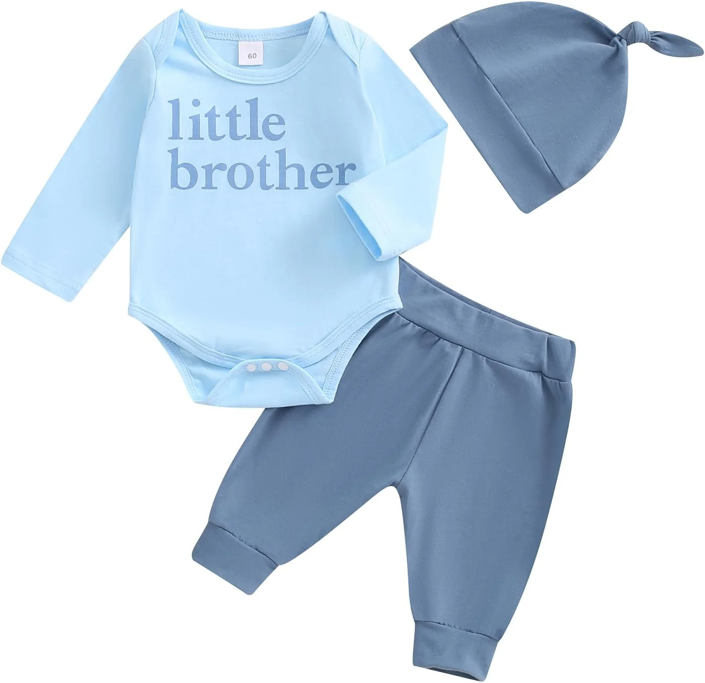 ست لباس نوزادی پسرانه، رامپر آستین بلند، تیشرت، شلوار و کلاه