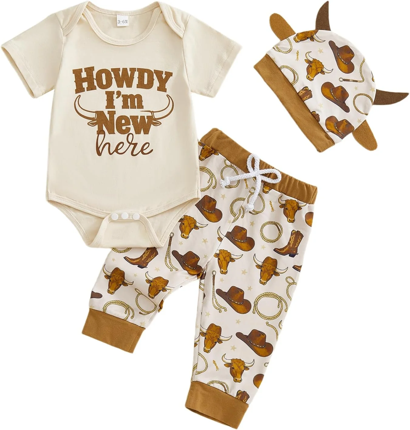 ست لباس نوزادی پسرانه GOOCHEER شامل رامپر آستین کوتاه، شلوار و کلاه، مناسب فصل بهار و تابستان