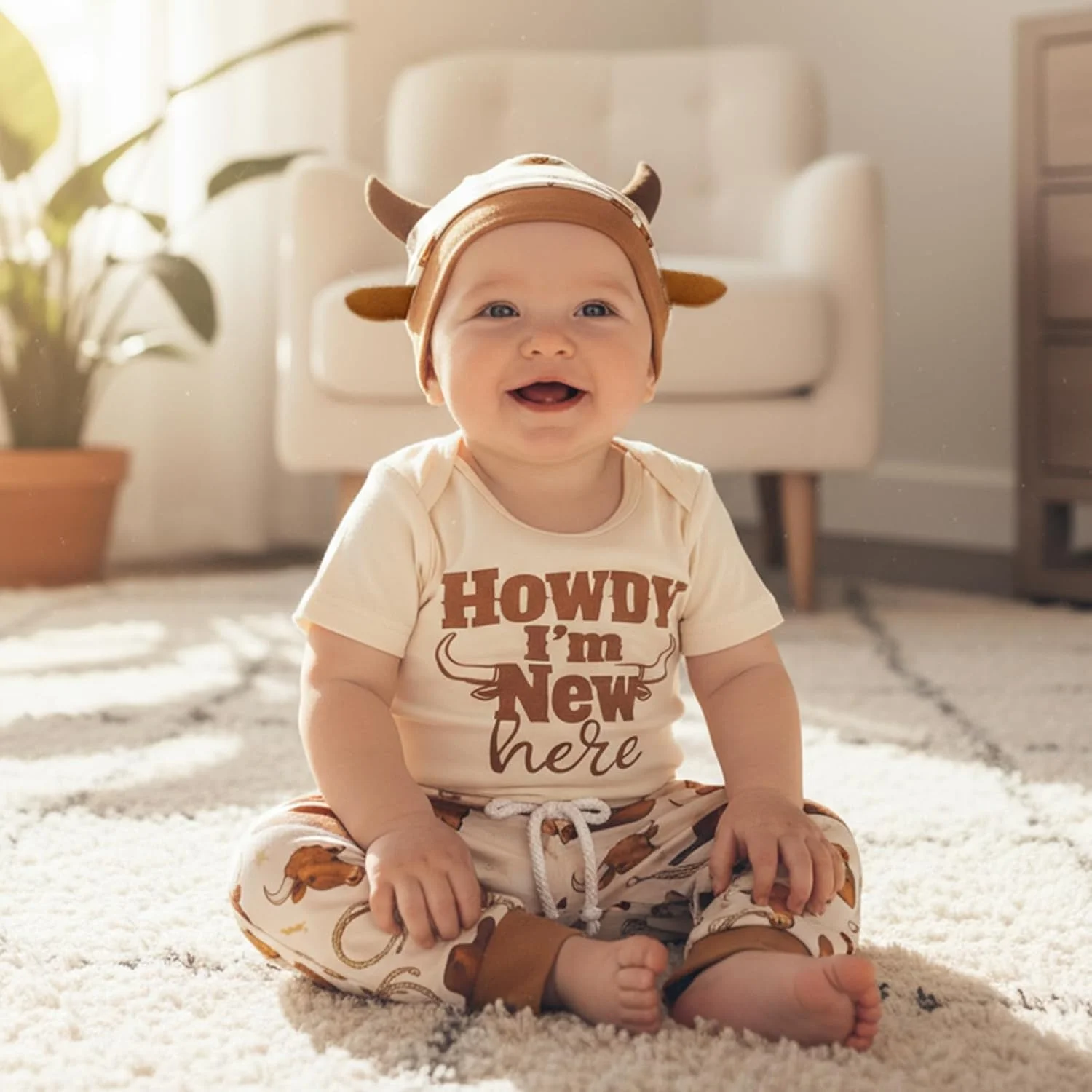 ست لباس نوزادی پسرانه GOOCHEER شامل رامپر آستین کوتاه، شلوار و کلاه، مناسب فصل بهار و تابستان