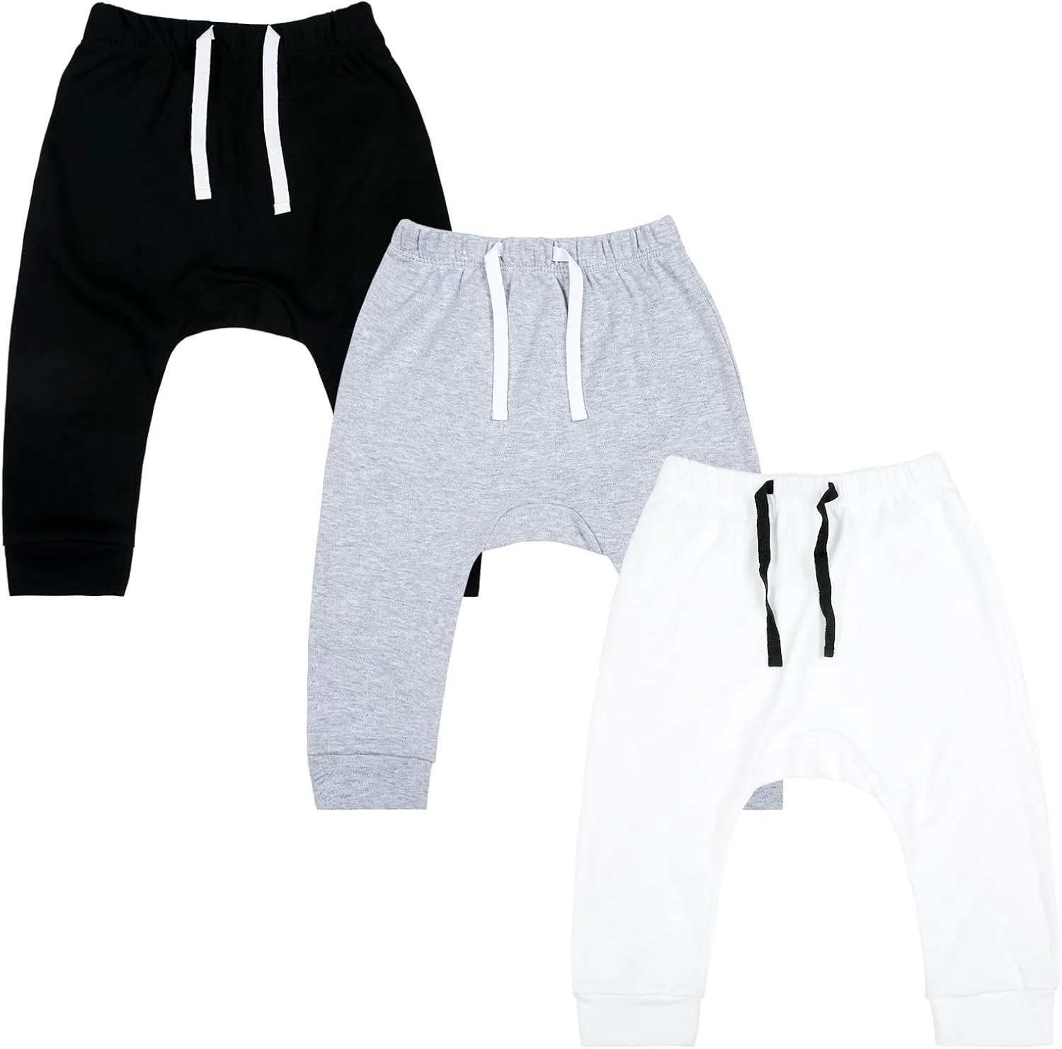 شلوار راحتی بچه گانه، شلوار نوزادی اسپرت پنبه ای مناسب برای نوزادان دختر و پسر، بسته 3 عددی