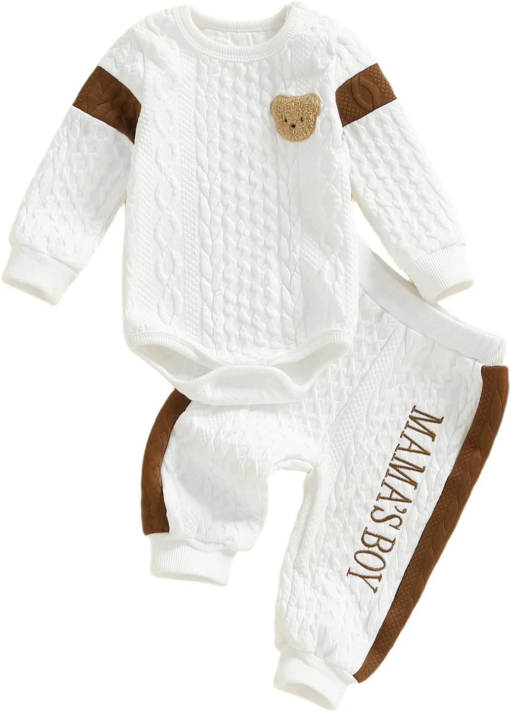 لباس پاییزی و زمستانی نوزادی پسرانه Gaono، ست لباس آستین بلند طرح خرس، شامل بلوز و شلوار