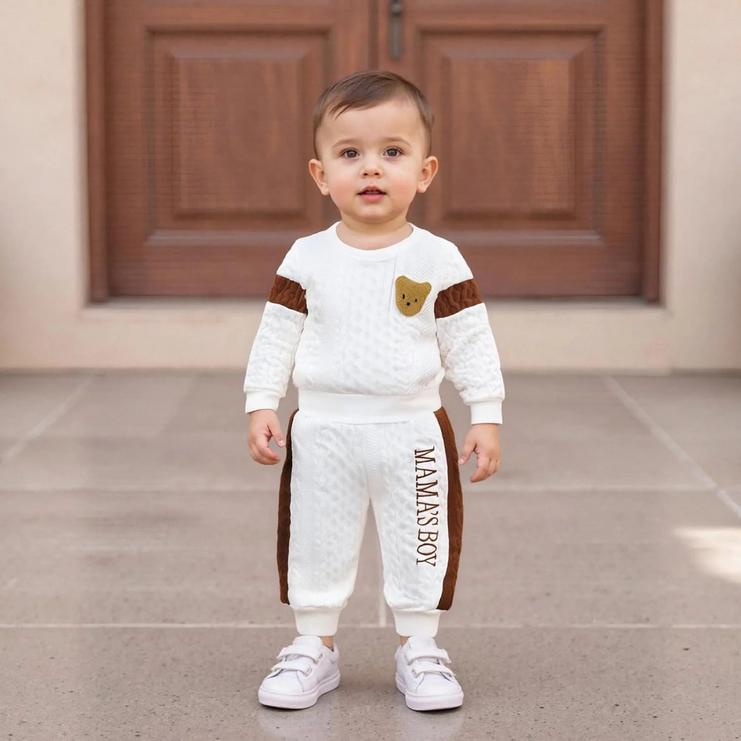 لباس پاییزی و زمستانی نوزادی پسرانه Gaono، ست لباس آستین بلند طرح خرس، شامل بلوز و شلوار