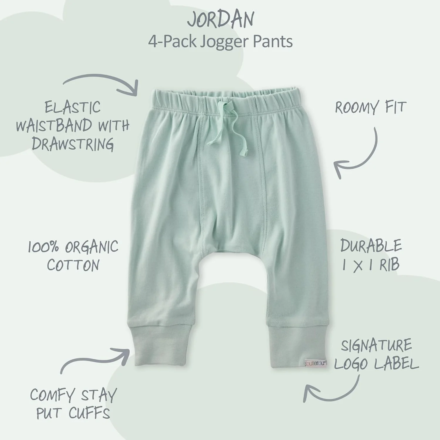 شلوار جاگر نوزادی унисекс جردن 8 عددی، 100% پنبه ارگانیک، مناسب نوزاد تا نوپا دخترانه و پسرانه