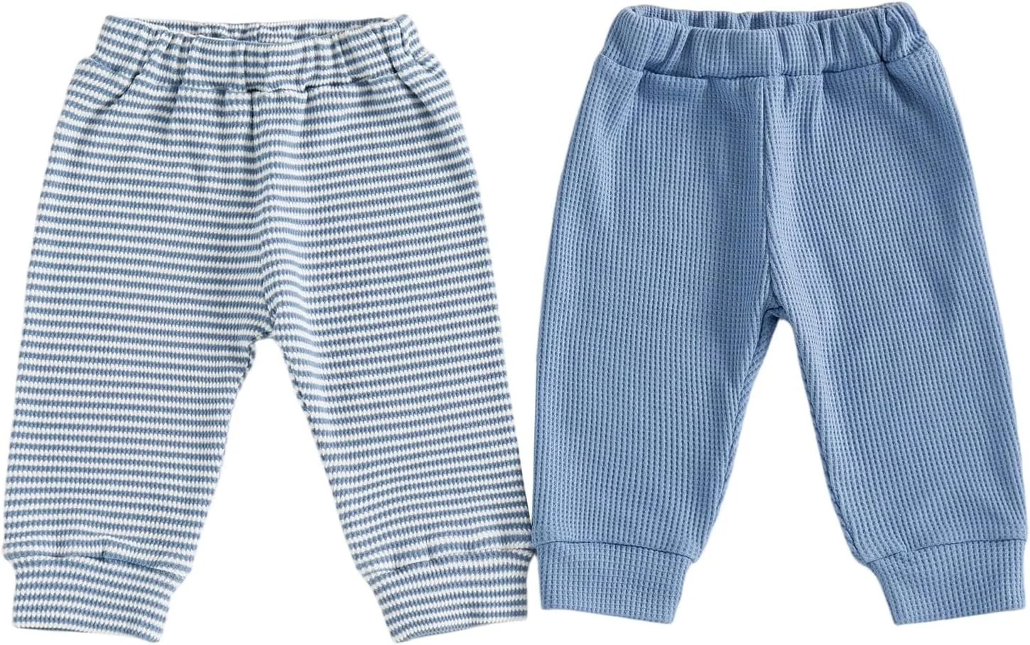 شلوار نوزادی پسرانه، ست 2 عددی جاگر، کمر کشی، رنگ ثابت یا راه راه، پایین کش بافتی، لباس بهاره پاییزه زمستانه 0-3 سال