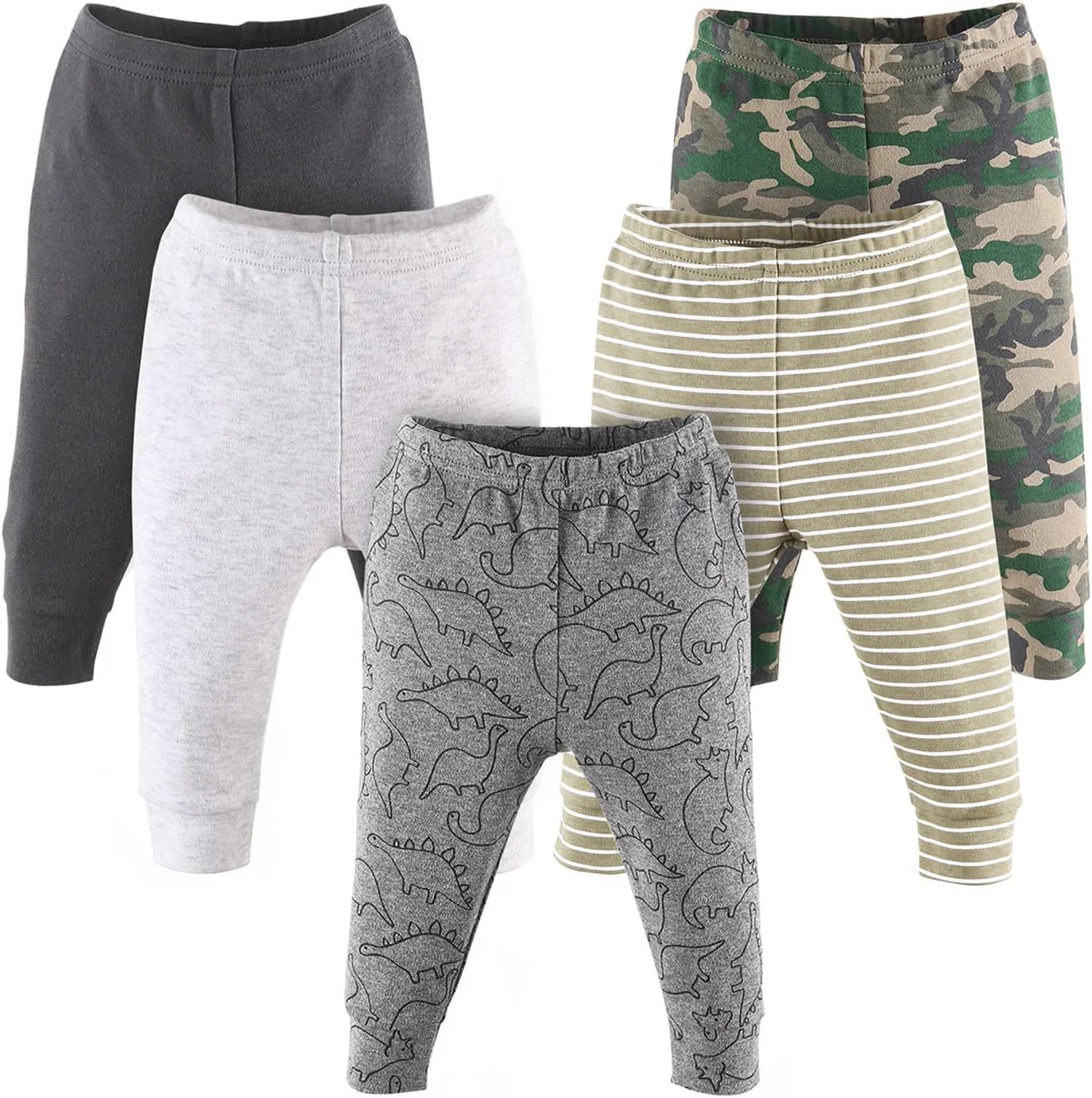 شلوار نوزادی پسرانه Peanutshell، مجموعه 5 عددی، طرح دایناسور استتاری، سایز نوزاد تا 24 ماه