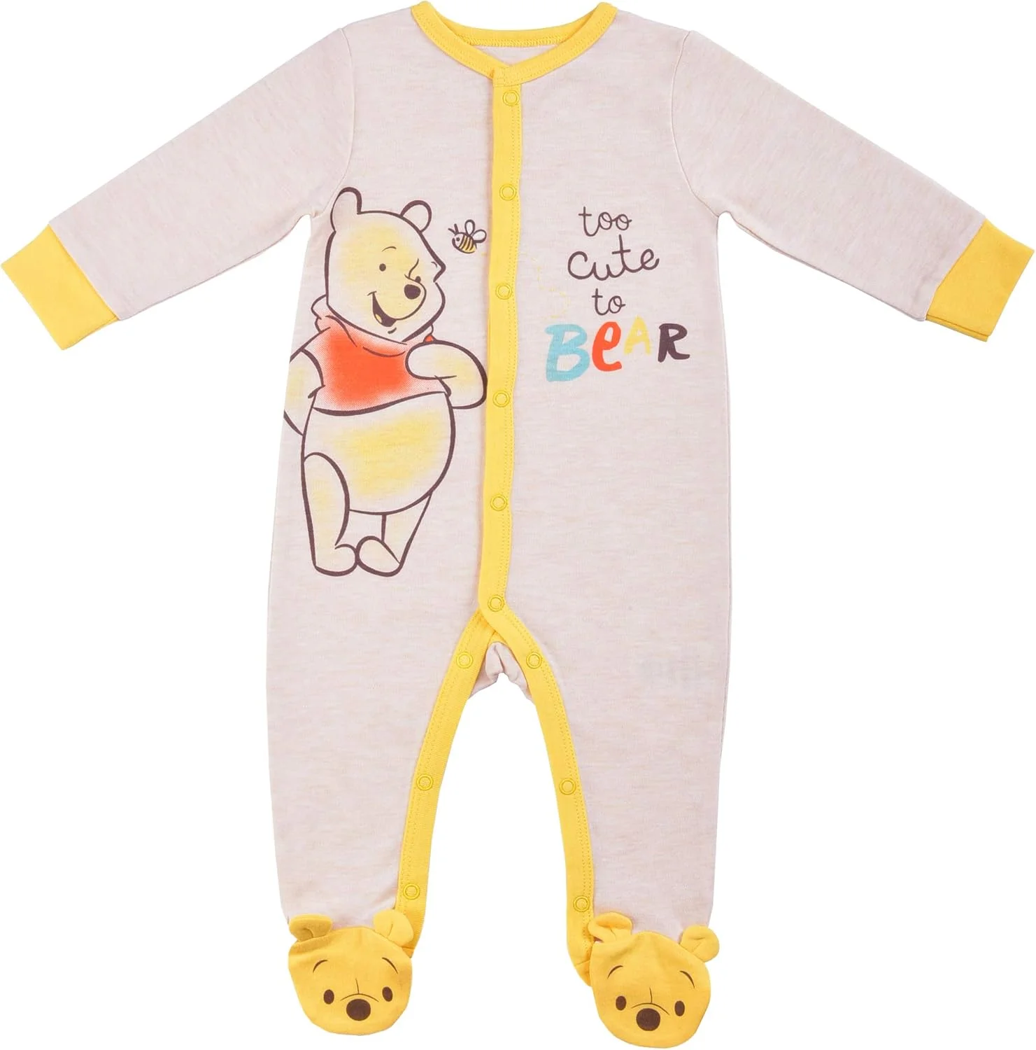 ست رامپر آستین بلند و کلاه پسرانه دیزنی وینی پو برای نوزاد زرد/بژ یا نارنجی