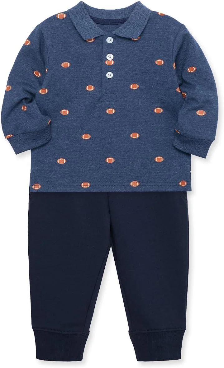 ست پیراهن پولو آستین بلند و شلوار پسرانه Little Me، سایز ۱۲ ماه تا ۴ سال