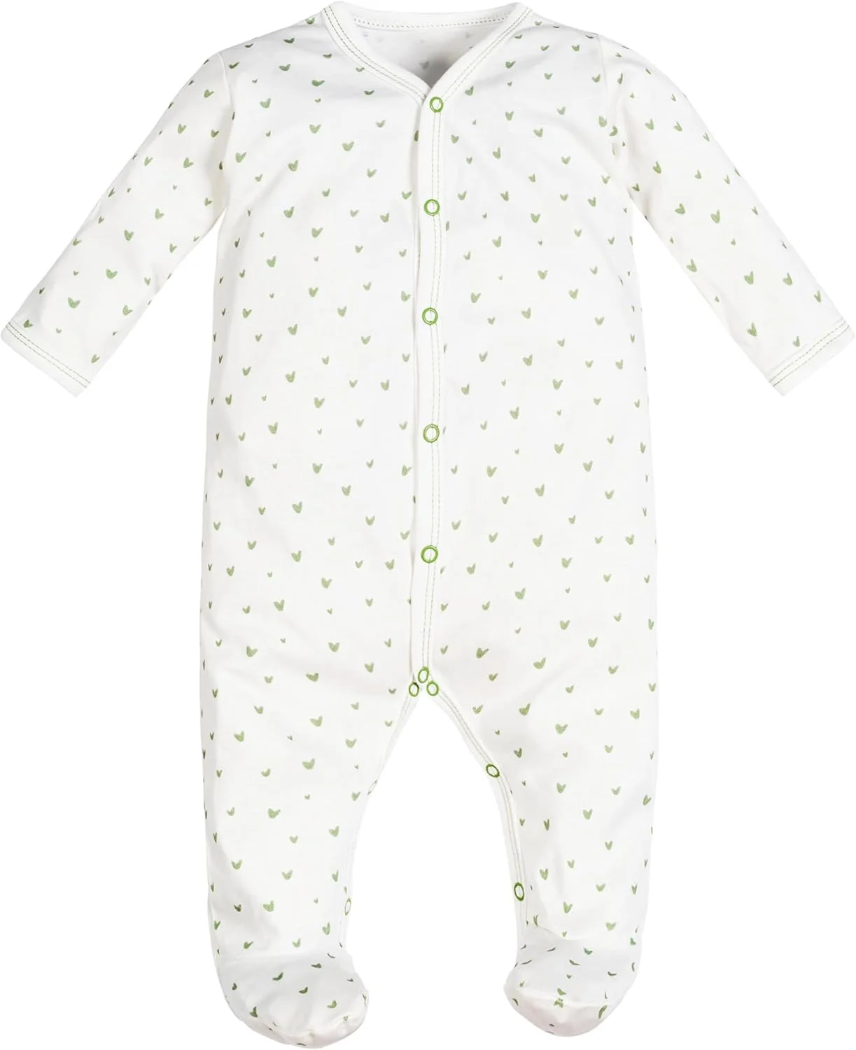 لباس سرهمی پنبه ارگانیک دکمه دار زیر نیل - طرح قلب، نوزادی