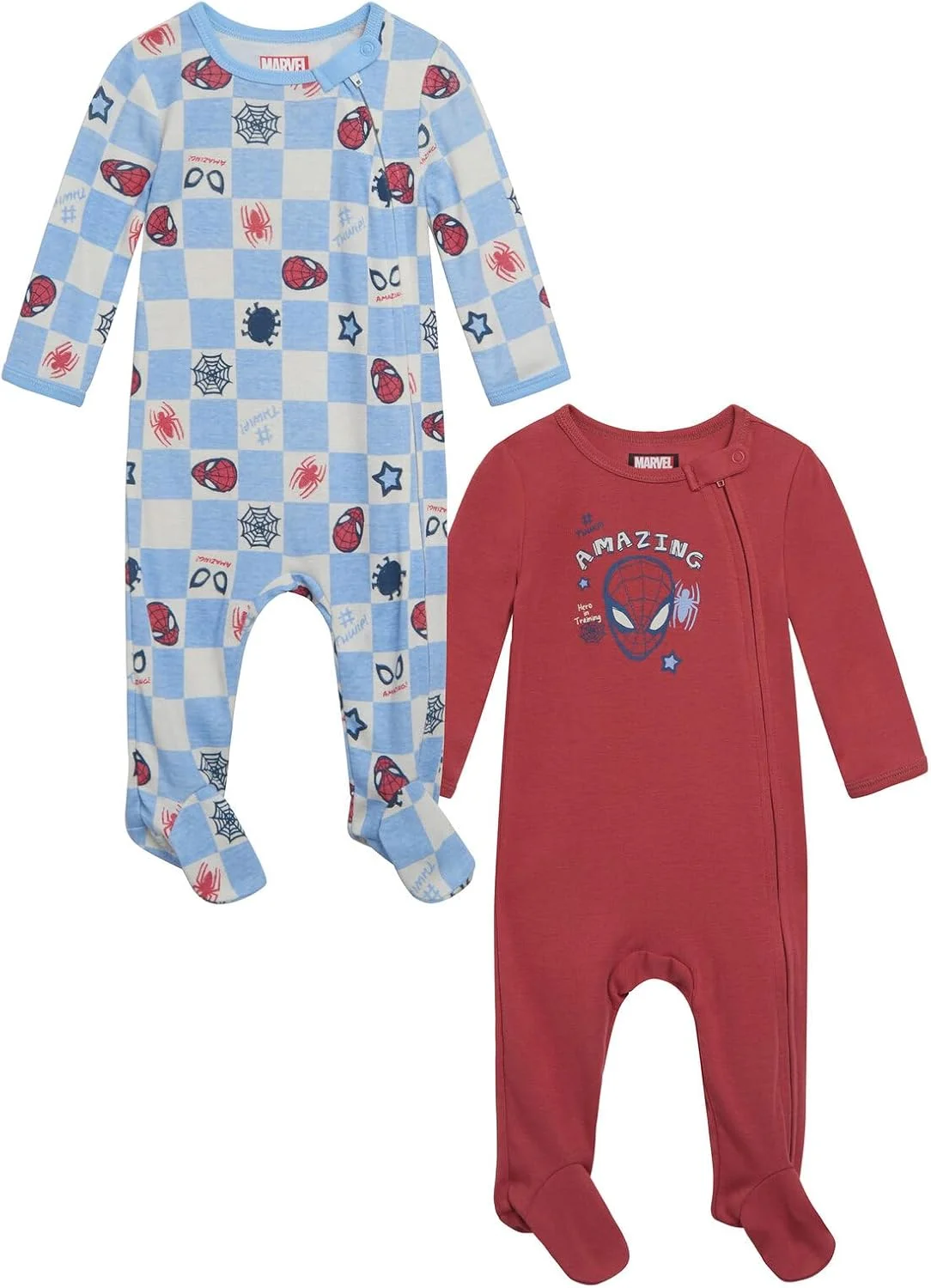 ست دو عددی لباس خواب زیپ‌دار کودک طرح انتقام‌جویان مارول و مرد عنکبوتی، مناسب نوزاد تا کودک (نوزاد - 24 ماه)