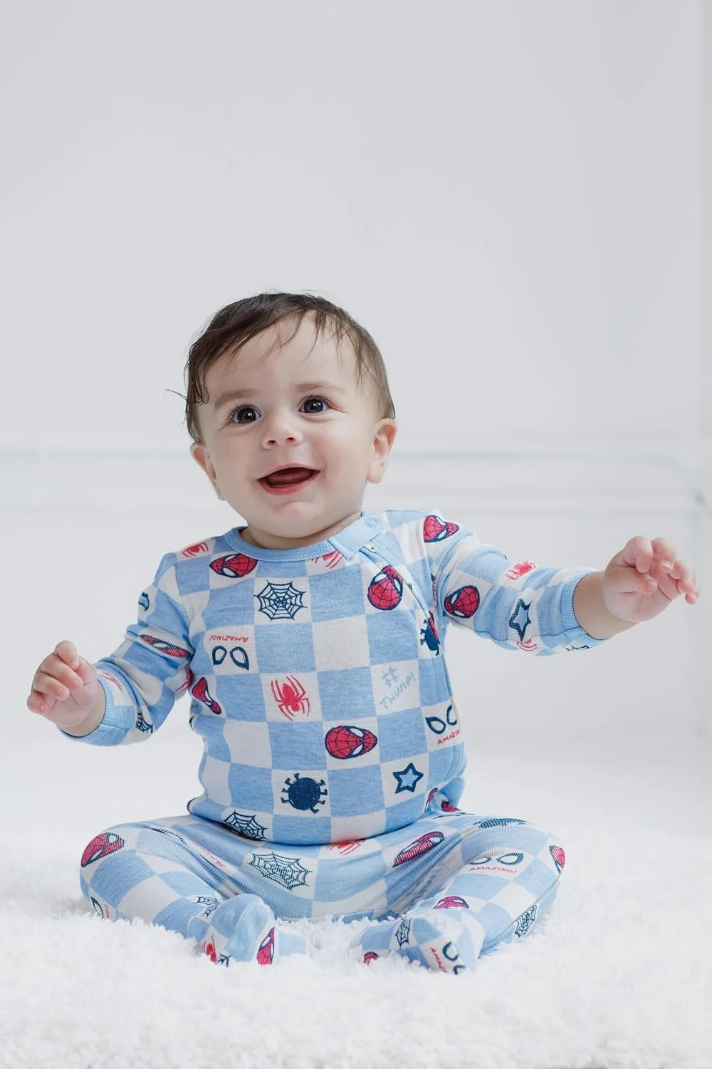 ست دو عددی لباس خواب زیپ‌دار کودک طرح انتقام‌جویان مارول و مرد عنکبوتی، مناسب نوزاد تا کودک (نوزاد - 24 ماه)