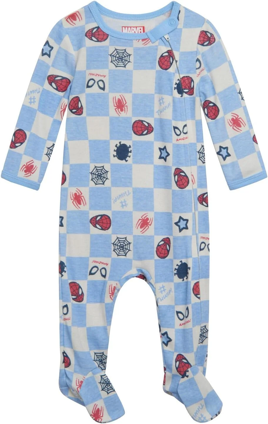 ست دو عددی لباس خواب زیپ‌دار کودک طرح انتقام‌جویان مارول و مرد عنکبوتی، مناسب نوزاد تا کودک (نوزاد - 24 ماه)