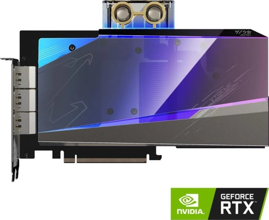 کارت گرافیک گیگابایت Aorus GeForce RTX 3080 Xtreme Waterforce WB-10G، رزولوشن 7680 x 4320، 60 هرتز، سیستم خنک کننده بلوک آبی، حافظه 10 گیگابایتی 320 بیتی GDDR6X، کارت ویدیو | GV-N3080AORUSX WB-10GD