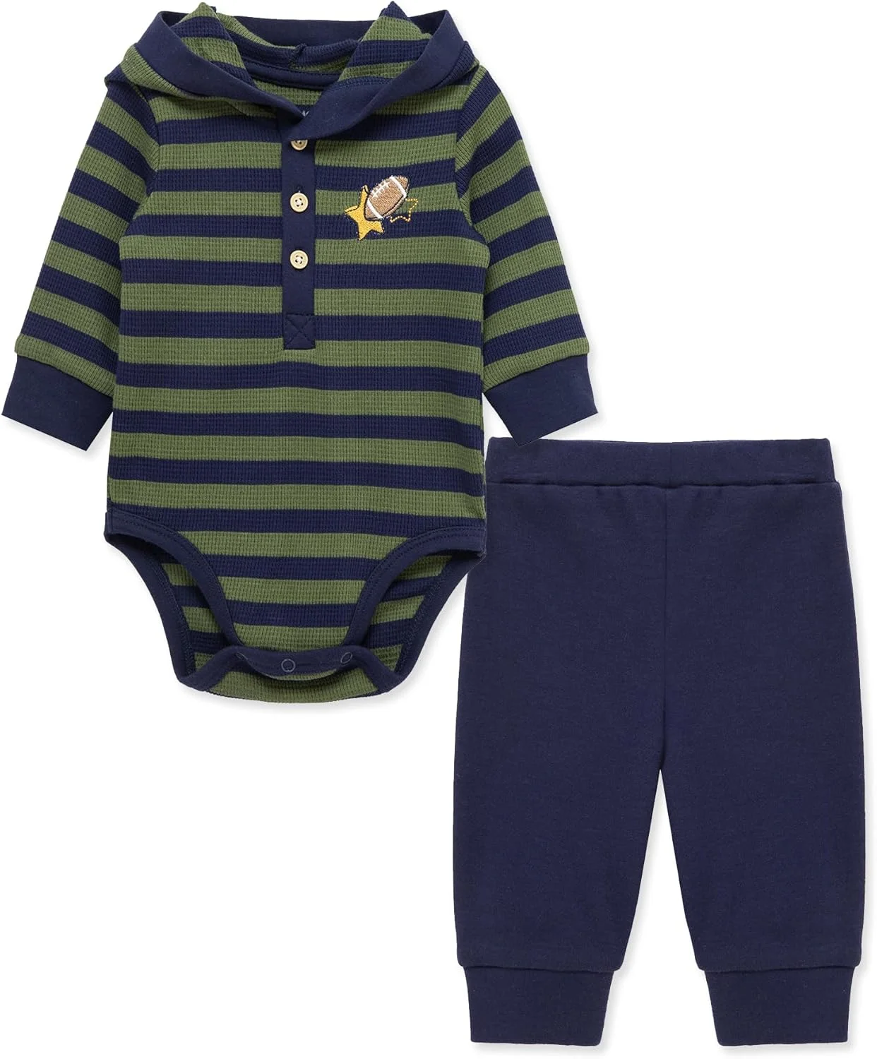 ست دو تکه کلاه دار و شلوار نوزادی پسرانه Little Me، 100% پنبه، 0-24 ماه