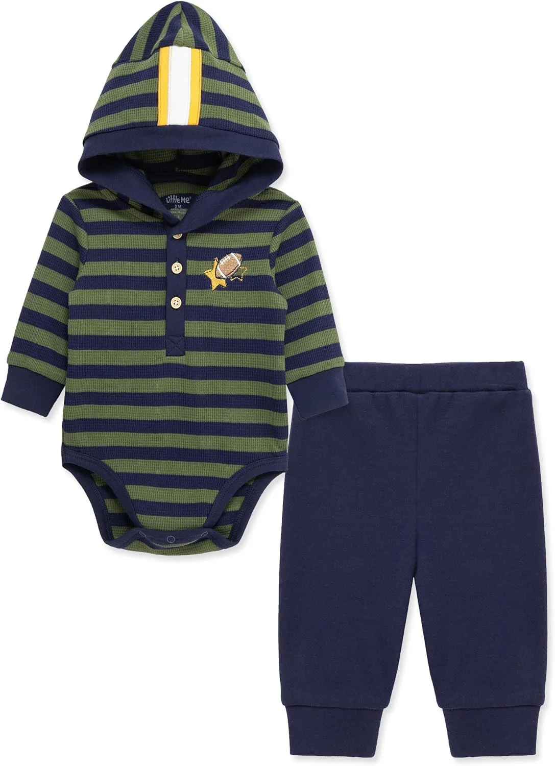 ست دو تکه کلاه دار و شلوار نوزادی پسرانه Little Me، 100% پنبه، 0-24 ماه