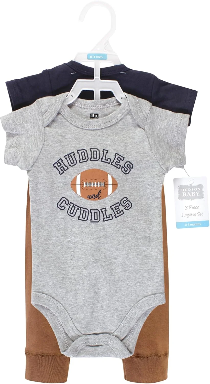 ست بادی و شلوار نخی نوزاد هادسون بیبی - طرح رنگین کمان آفتابی آستین کوتاه، سایز 12-18 ماه (بسته 3 عددی)