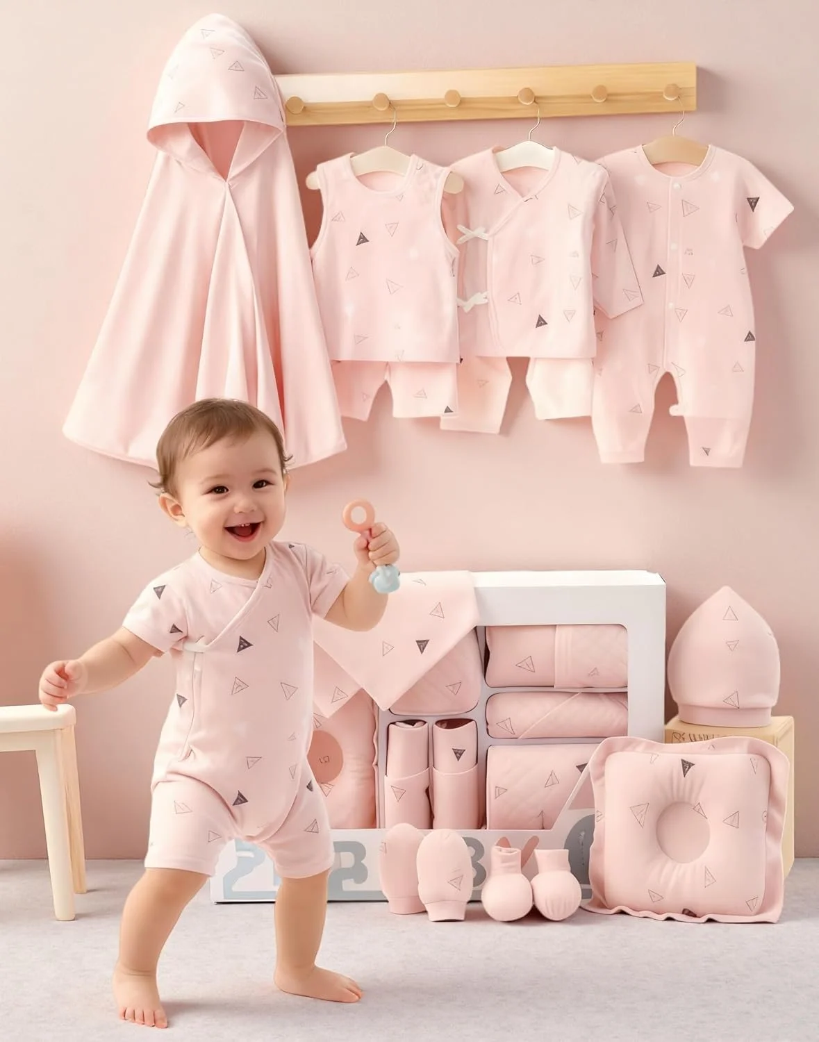 ست لباس نوزادی تابستانی 21 تکه - ست هدیه لباس نوزاد نرم 100% پنبه ای شامل رامپر، پتو، کلاه، جوراب و موارد دیگر، وسایل ضروری کودک با خاصیت ضد باکتری و کشسانی برای نوزادان 0-6 ماهه دختر و پسر