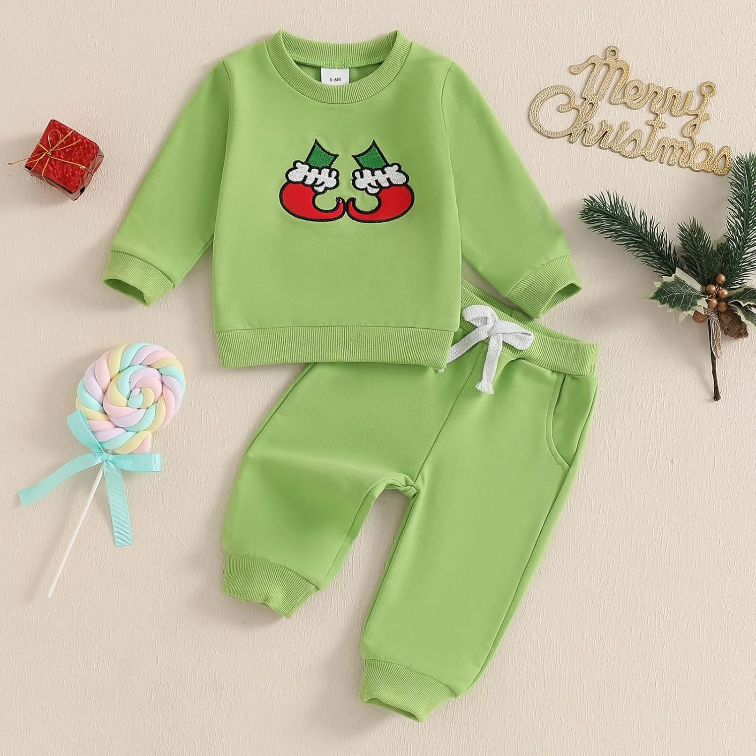 لباس کریسمس بچه گانه، پسرانه و دخترانه، بلوز و شلوار، لباس نوزادی طرح هیولا