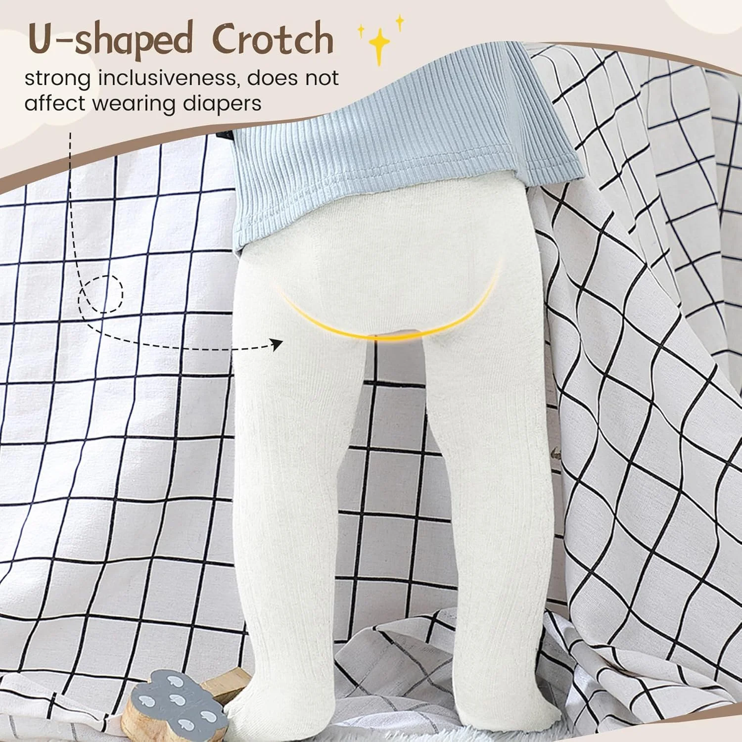 جوراب شلواری بافتنی نوزادی دخترانه Zando، 3 عددی، جوراب ساق بلند زمستانی گرم و نخی، جوراب شلواری ضخیم 0 تا 4 سال