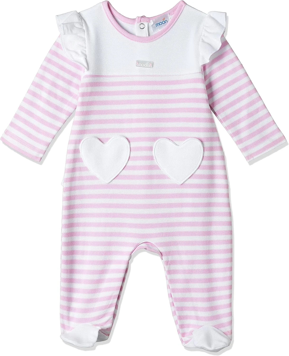 لباس خواب نخی کودک طرح ماه، سایز 1-3 ماه، صورتی - راه راه صورتی، لباس دخترانه، لباس کودک نوپا، لباس نوزادی، لباس راحتی