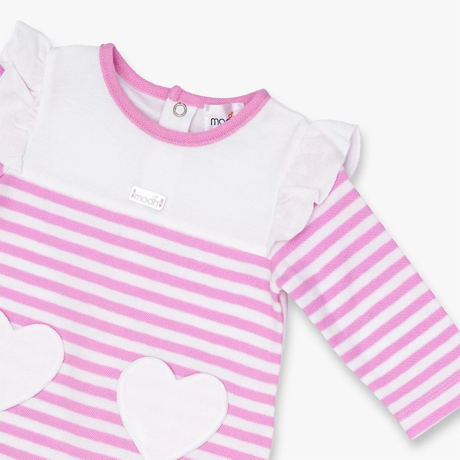 لباس خواب نخی کودک طرح ماه، سایز 1-3 ماه، صورتی - راه راه صورتی، لباس دخترانه، لباس کودک نوپا، لباس نوزادی، لباس راحتی