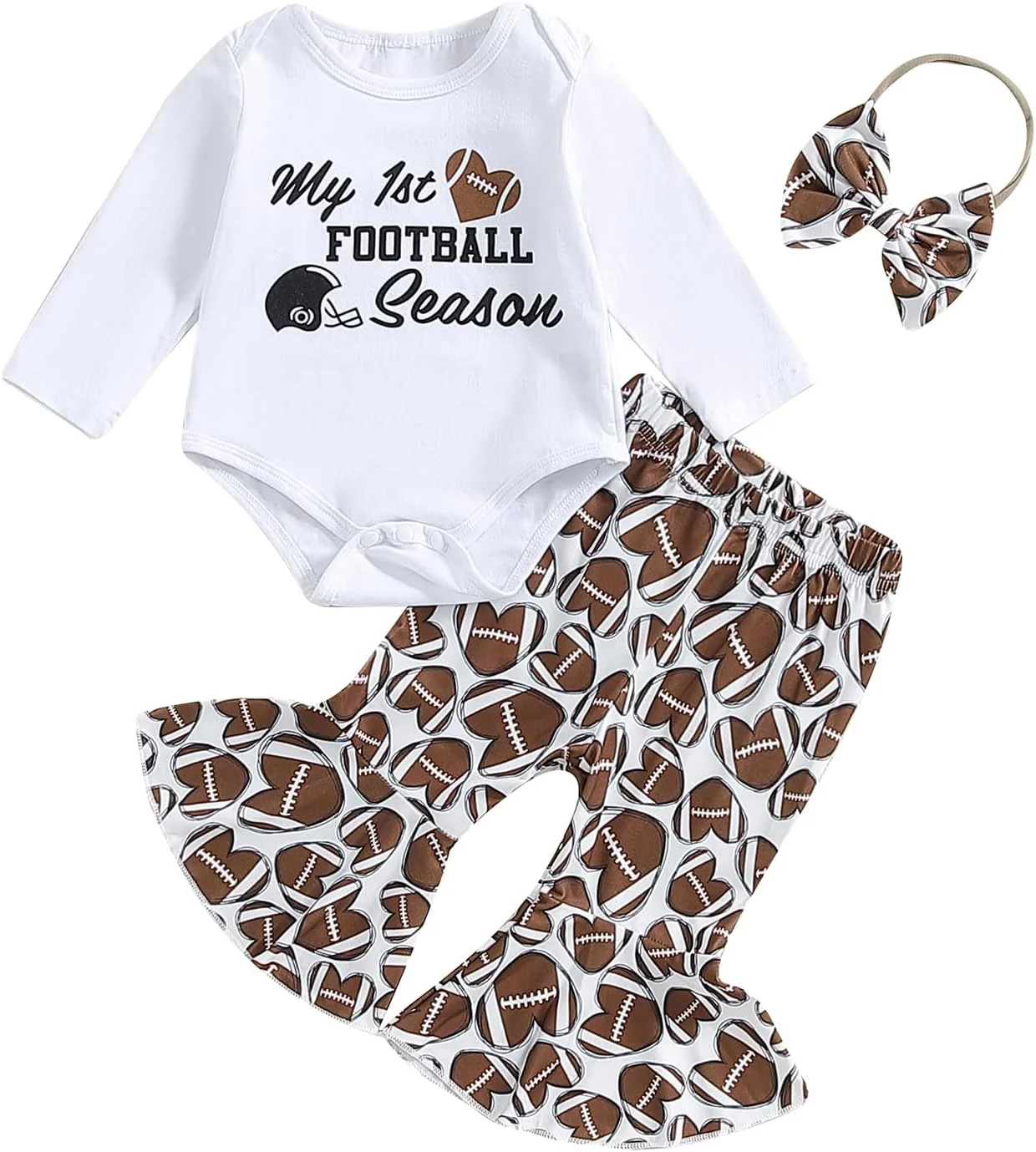 لباس نوزادی دخترانه ZyHwShine، رامپر آستین بلند فصل اول به همراه شلوار دمپا گشاد و هدبند پاپیونی، لباس پاییزی زیبا لباس نوزادی دخترانه ZyHwShine، رامپر آستین بلند فصل اول به همراه شلوار دمپا گشاد و هدبند پاپیونی، لباس پاییزی زیبا