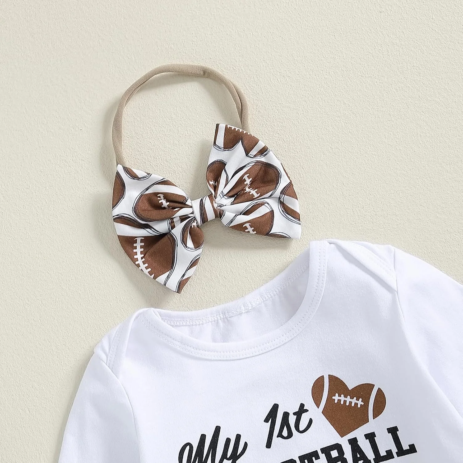 لباس نوزادی دخترانه ZyHwShine، رامپر آستین بلند فصل اول به همراه شلوار دمپا گشاد و هدبند پاپیونی، لباس پاییزی زیبا