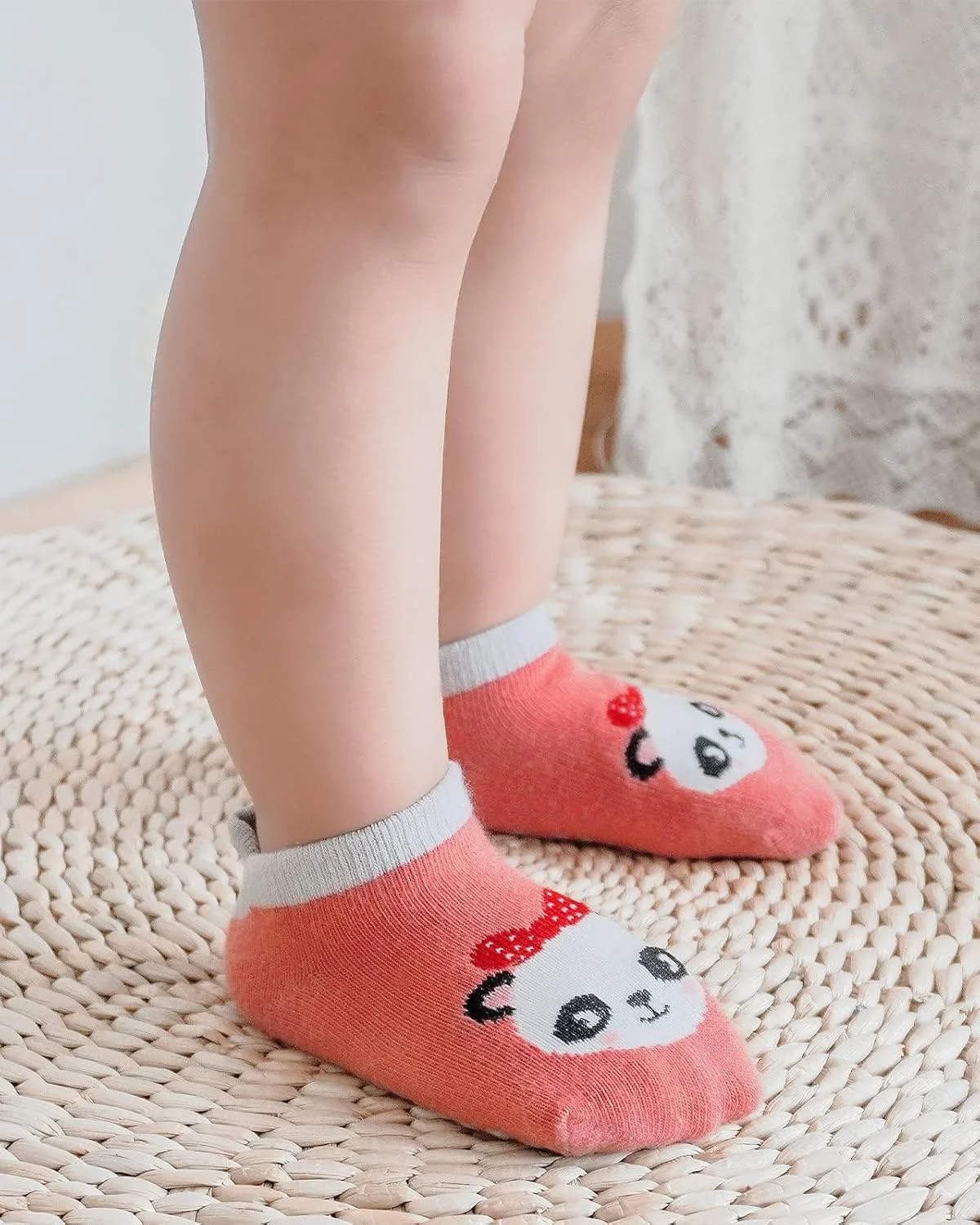 جوراب نوزادی ضد لغزش Adorel، مجموعه 6 جفتی جوراب مچی نخی طرح کارتونی حیوانات با کفی ضد لغزش برای نوزاد پسر و دختر