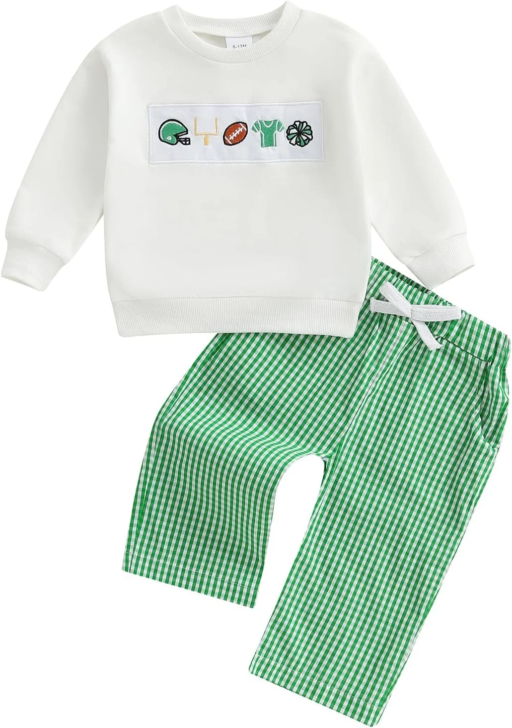 ست لباس پسرانه بچه گانه طرح فوتبال، بلوز آستین بلند و شلوار چهارخانه، لباس های پاییزی و زمستانی زیبا