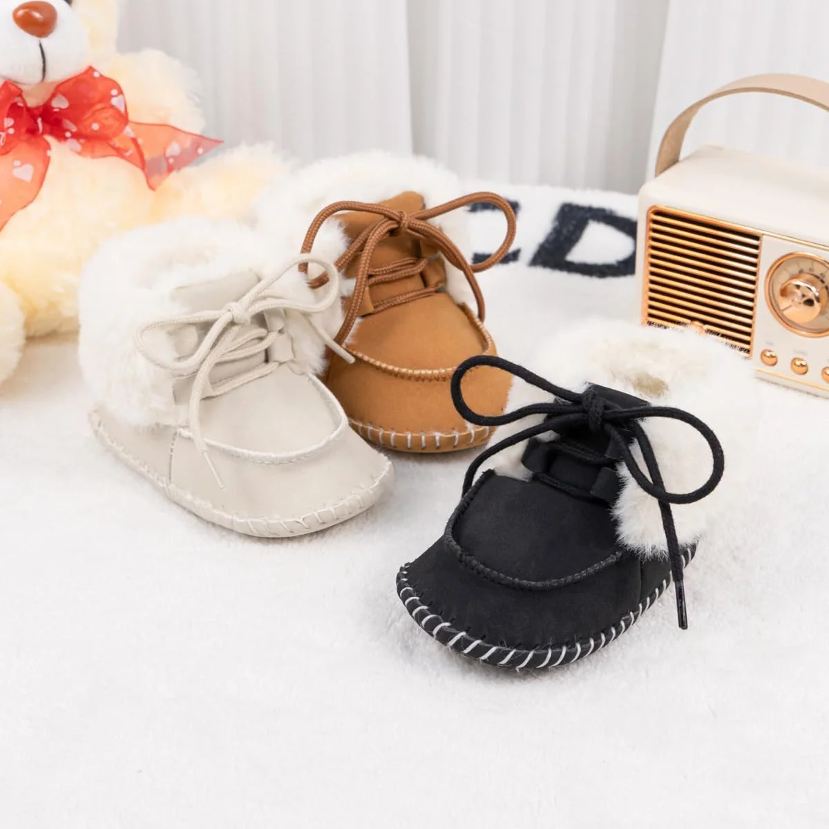 کفش بوت زمستانی نوزاد پسرانه دخترانه پولیشی، بوت کابویی منگوله دار، پاپپیون، زیپ دار در قسمت مچ پا، زیره نرم، کفش های گرم نوزادی مناسب برای اولین قدم های کودک در فضای باز کفش بوت زمستانی نوزاد پسرانه دخترانه پولیشی، بوت کابویی منگوله دار، پاپپیون، زیپ دار در قسمت مچ پا، زیره نرم، کفش های گرم نوزادی مناسب برای اولین قدم های کودک در فضای باز