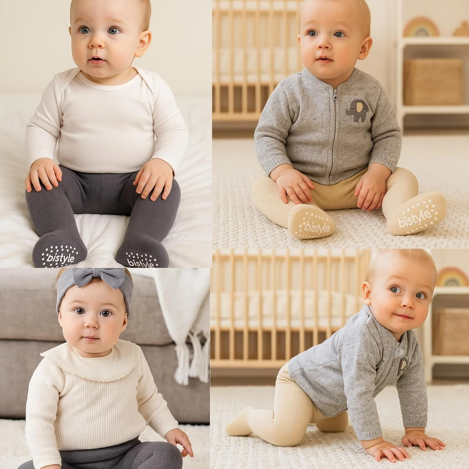 جوراب شلواری ضخیم دخترانه نرم | جوراب ساق بلند پنبه ارگانیک گرم | مناسب نوزاد و کودک نوپا